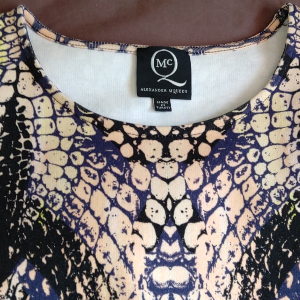 Alexander McQueen Snake Print Dress - Black and Cream